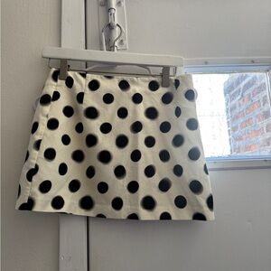 Mango Black and Cream Polka Dot Mini Skirt